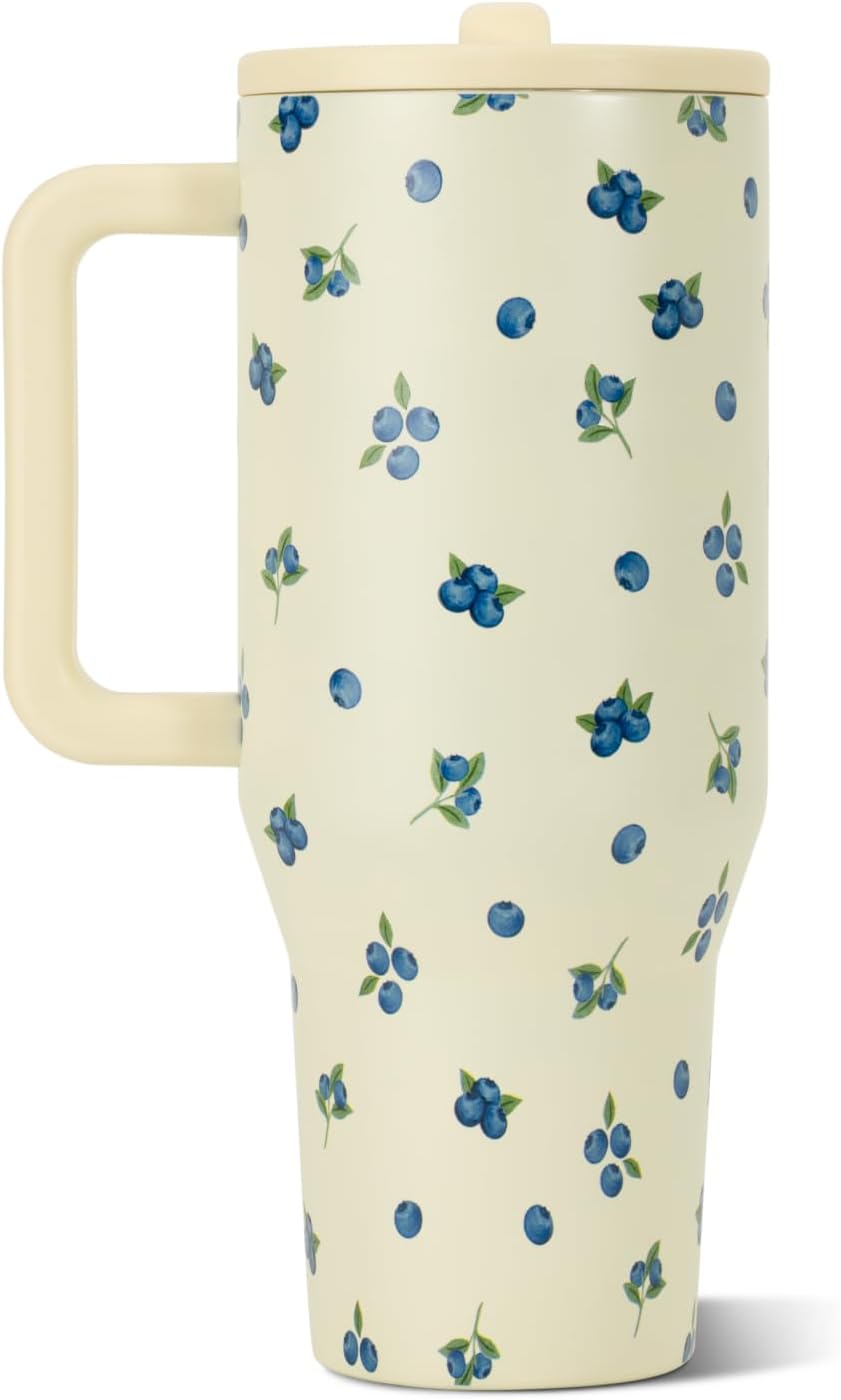 Traveler 40oz, Insulated Tumbler with Handle & Straw, Lemon Lime
