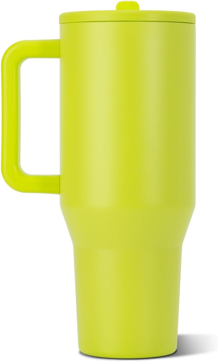Traveler 40oz, Insulated Tumbler with Handle & Straw, Lemon Lime