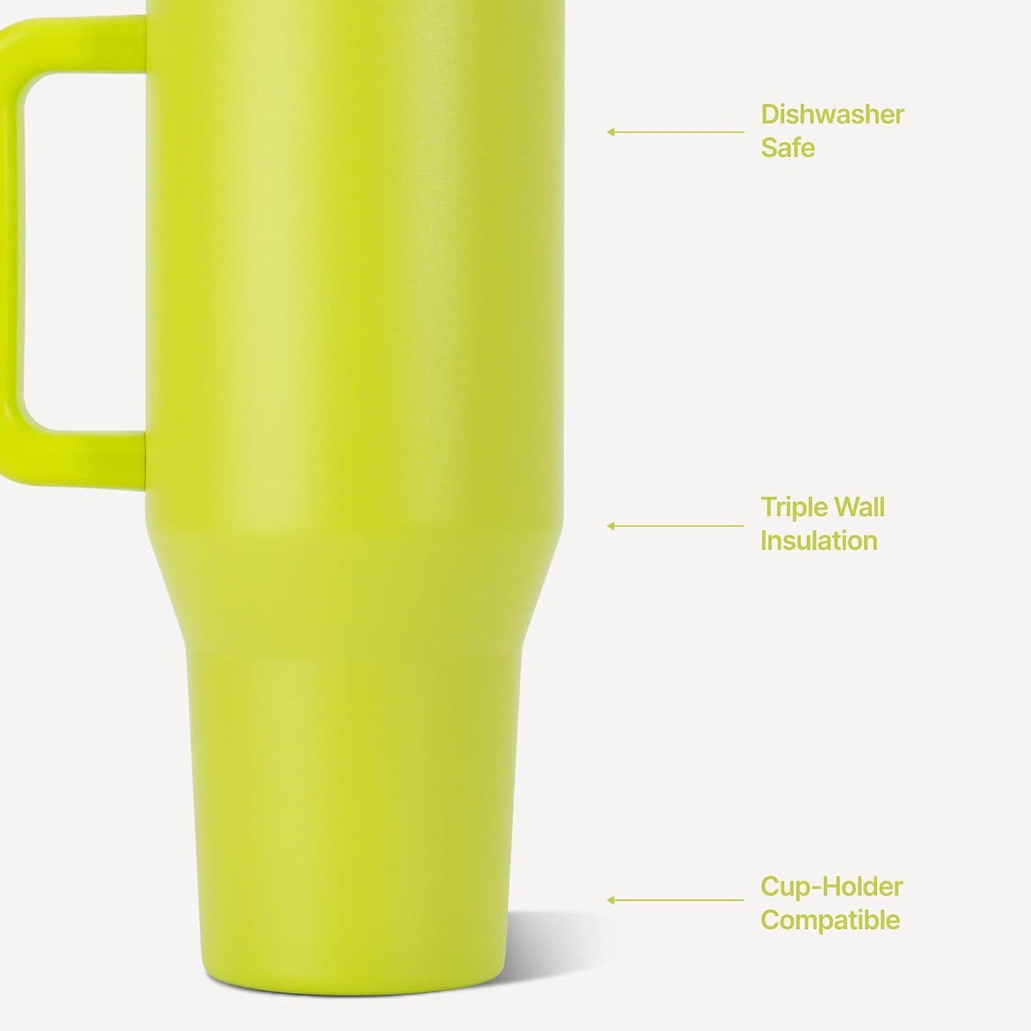 Traveler 40oz, Insulated Tumbler with Handle & Straw, Lemon Lime
