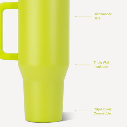 Traveler 40oz, Insulated Tumbler with Handle & Straw, Lemon Lime