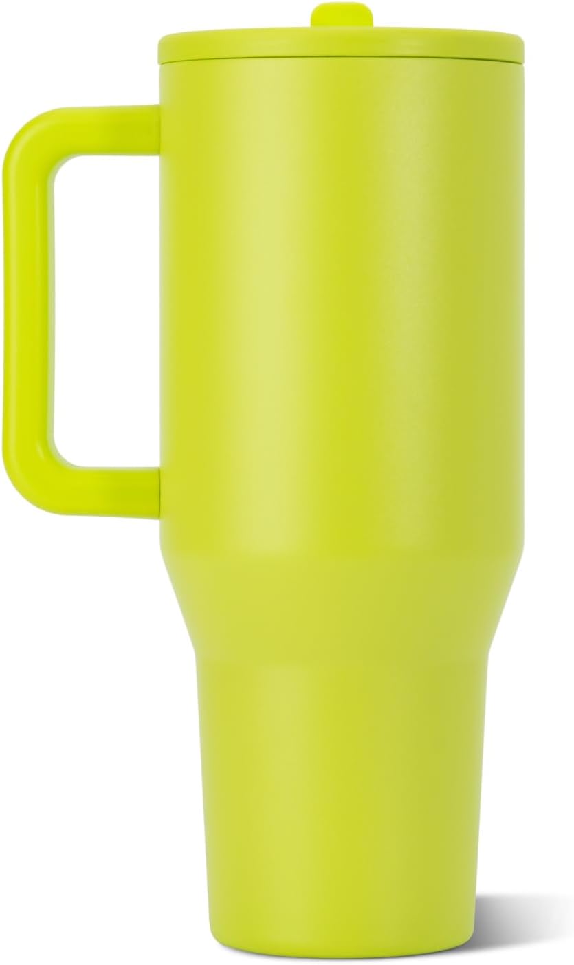 Traveler 40oz, Insulated Tumbler with Handle & Straw, Lemon Lime