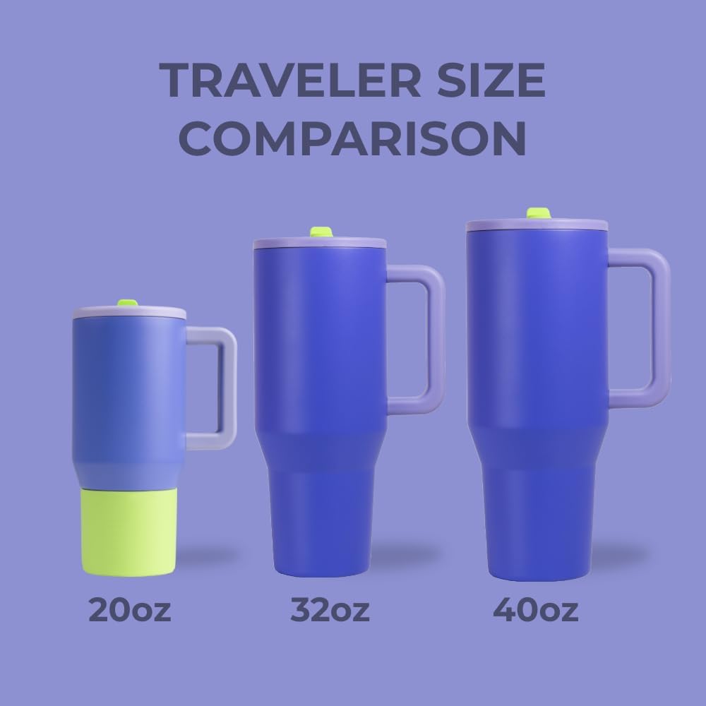 Traveler 40oz, Insulated Tumbler with Handle & Straw, Lemon Lime