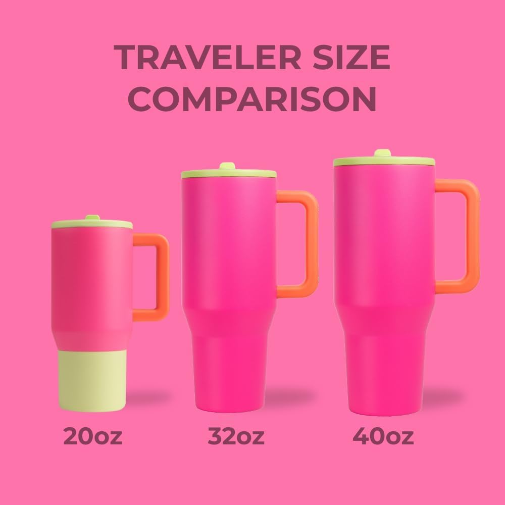 Traveler 40oz, Insulated Tumbler with Handle & Straw, Lemon Lime