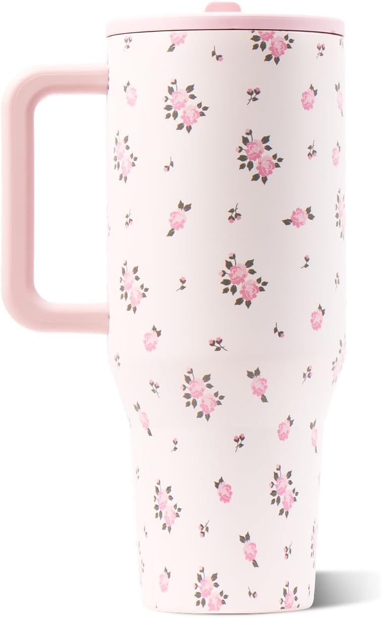 Traveler 40oz, Insulated Tumbler with Handle & Straw, Lemon Lime