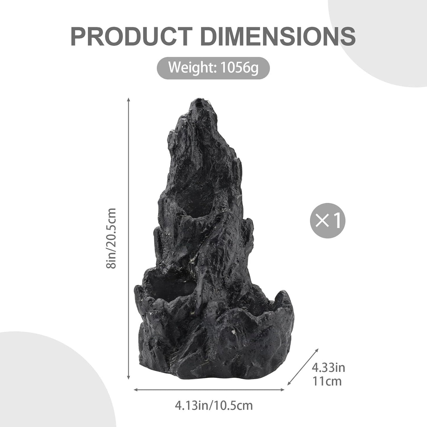 Black Artificial Aquarium Rock Decor Hide, Aquarium Mountain View Stone, Rockery Ornaments Landscaping Model for Fish Tank Terrariums Reptile Enclosures Fairy Garden