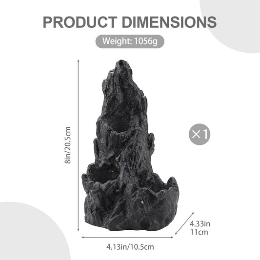 Black Artificial Aquarium Rock Decor Hide, Aquarium Mountain View Stone, Rockery Ornaments Landscaping Model for Fish Tank Terrariums Reptile Enclosures Fairy Garden