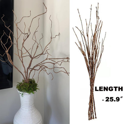 5PCS Artificial Lifelike Curly Willow Branches Decorative Dried Birch Twigs 25.9 Inch Fake Bendable Sticks Stems for Craft Vases Home Wedding Decor