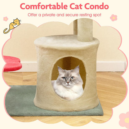 Flower Cat Tree, 49 Inch Multi-Level Aesthetic Floral Kitten Tower with Flower-Shaped Plush Padded Perch, Condo, Sisal Scratching Posts, Dangling Ball, Cute Cat Tree Tower for Indoor Cats