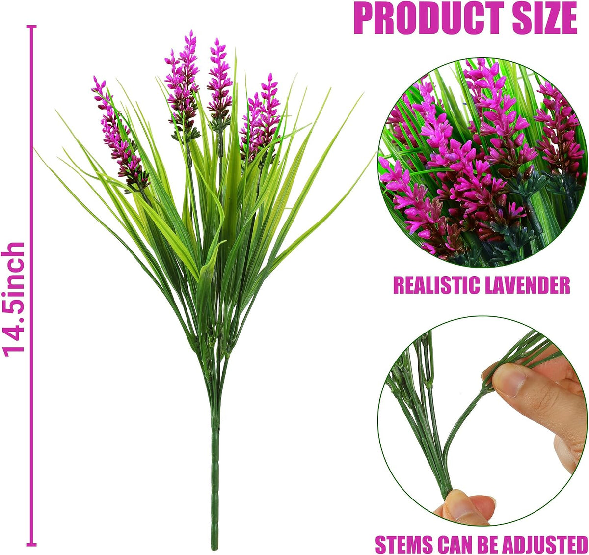 12 Bundles Artificial Plants Outdoor Faux Lavender Flowers Fake Monkey Grass UV Resistant Plastic Greenery Plants for Garden Home Porch Window Patio Hanging Planter Indoor Decor (Purple)