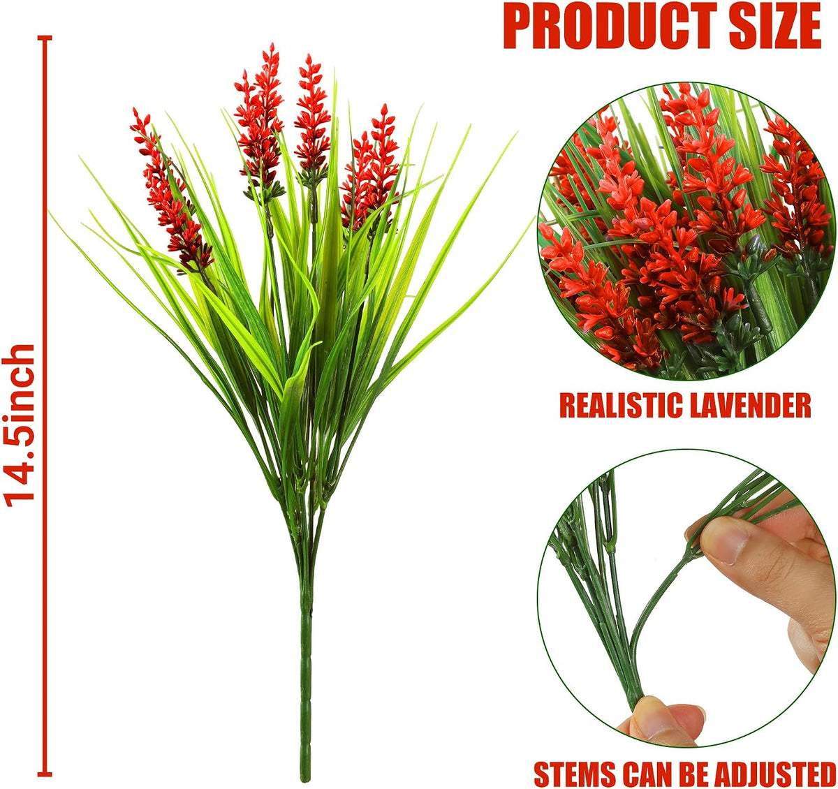 12 Bundles Artificial Plants Outdoor Faux Lavender Flowers Fake Monkey Grass UV Resistant Plastic Greenery Plants for Garden Home Porch Window Patio Hanging Planter Indoor Decor (Purple)