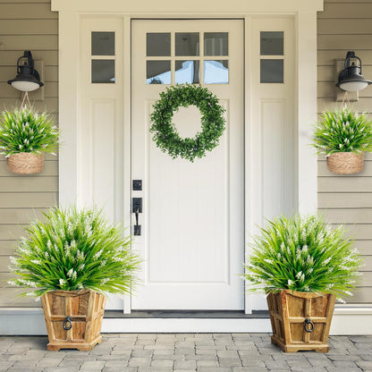 12 Bundles Artificial Plants Outdoor Faux Lavender Flowers Fake Monkey Grass UV Resistant Plastic Greenery Plants for Garden Home Porch Window Patio Hanging Planter Indoor Decor (Purple)