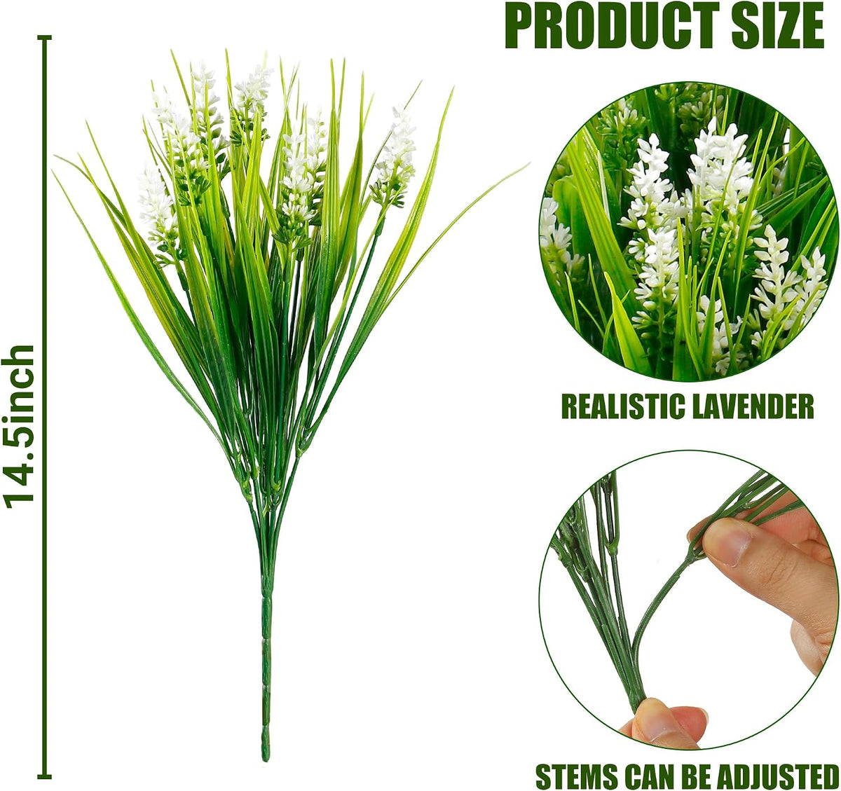 12 Bundles Artificial Plants Outdoor Faux Lavender Flowers Fake Monkey Grass UV Resistant Plastic Greenery Plants for Garden Home Porch Window Patio Hanging Planter Indoor Decor (Purple)