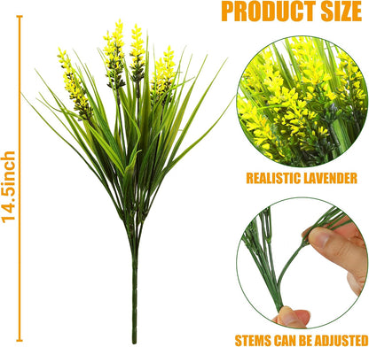 12 Bundles Artificial Plants Outdoor Faux Lavender Flowers Fake Monkey Grass UV Resistant Plastic Greenery Plants for Garden Home Porch Window Patio Hanging Planter Indoor Decor (Purple)