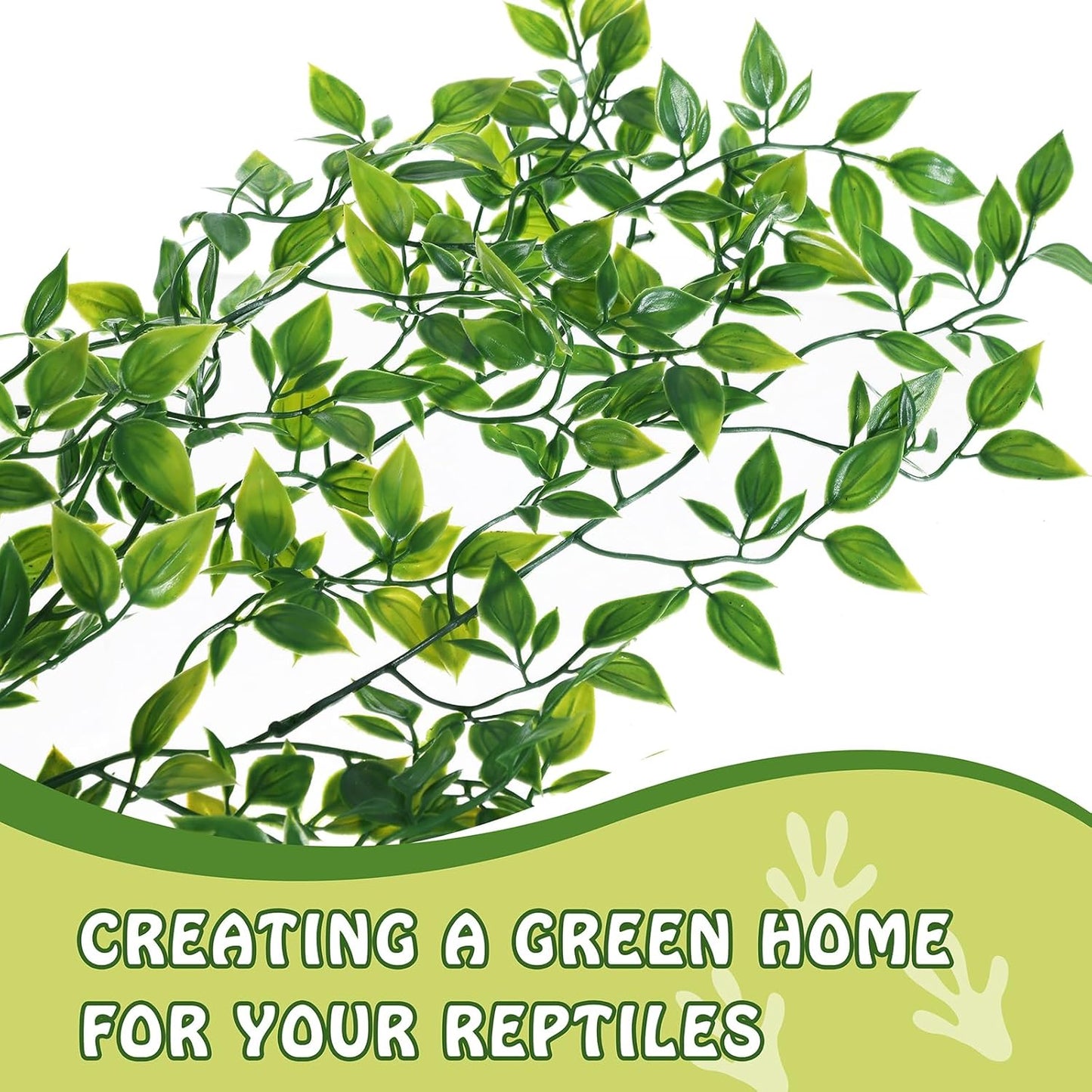 Reptile Plants, 2 Pack Terrarium Hanging Plants Vines Artificial Leaves Habitat Decorations with Suction Cup for Bearded Dragon Hermit Crab Lizard Snake Geckos Chameleon