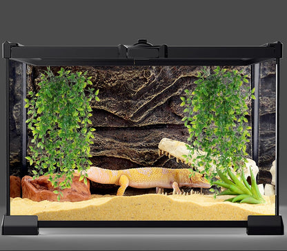 Reptile Plants, 2 Pack Terrarium Hanging Plants Vines Artificial Leaves Habitat Decorations with Suction Cup for Bearded Dragon Hermit Crab Lizard Snake Geckos Chameleon