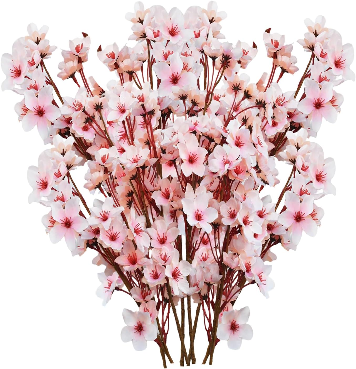 8 Pack Artificial Cherry Blossom Branches - 23.6 Inch Pink Spring Flowers Real Touch Silk Flowers with Bendable Stems for Vase, Wedding, Home Office Decor, Spring Floral, Party & Event Decor