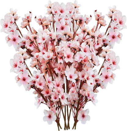 8 Pack Artificial Cherry Blossom Branches - 23.6 Inch Pink Spring Flowers Real Touch Silk Flowers with Bendable Stems for Vase, Wedding, Home Office Decor, Spring Floral, Party & Event Decor