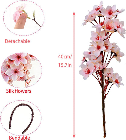 8 Pack Artificial Cherry Blossom Branches - 23.6 Inch Pink Spring Flowers Real Touch Silk Flowers with Bendable Stems for Vase, Wedding, Home Office Decor, Spring Floral, Party & Event Decor
