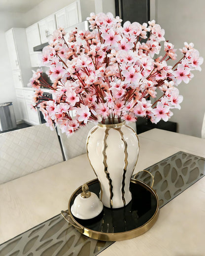 8 Pack Artificial Cherry Blossom Branches - 23.6 Inch Pink Spring Flowers Real Touch Silk Flowers with Bendable Stems for Vase, Wedding, Home Office Decor, Spring Floral, Party & Event Decor