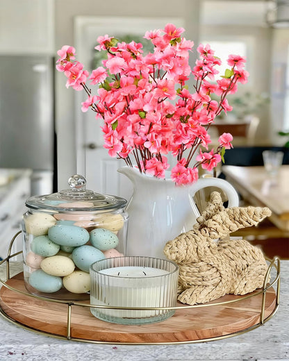 8 Pack Artificial Cherry Blossom Branches - 23.6 Inch Pink Spring Flowers Real Touch Silk Flowers with Bendable Stems for Vase, Wedding, Home Office Decor, Spring Floral, Party & Event Decor