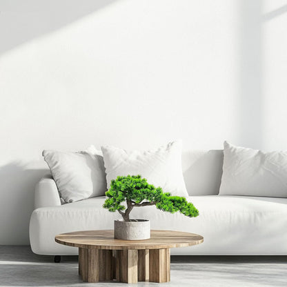 2.3ft Artificial Juniper Bonsai Tree with Black Plastic Pot | Application: Mini decorative plant perfect for desk, table, shelf, bedroom and living room layout