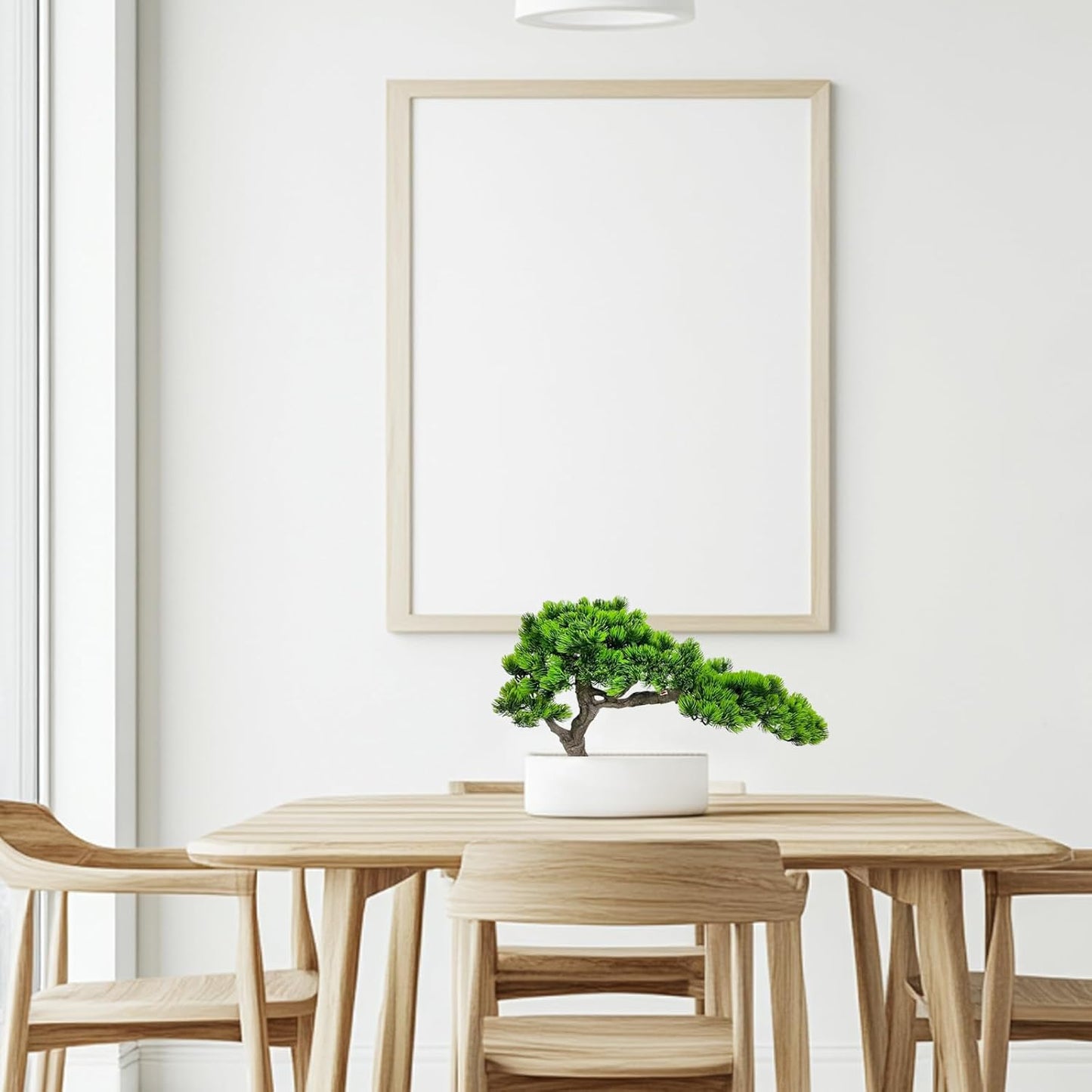 2.3ft Artificial Juniper Bonsai Tree with Black Plastic Pot | Application: Mini decorative plant perfect for desk, table, shelf, bedroom and living room layout