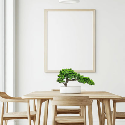 2.3ft Artificial Juniper Bonsai Tree with Black Plastic Pot | Application: Mini decorative plant perfect for desk, table, shelf, bedroom and living room layout