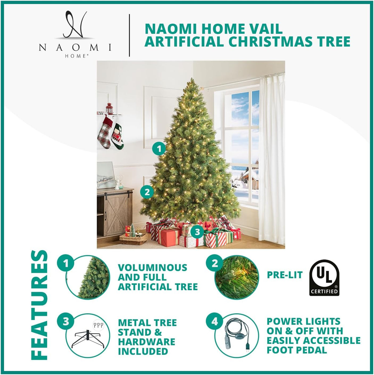 Cynthia 4.5ft Artificial Prelit Christmas Tree