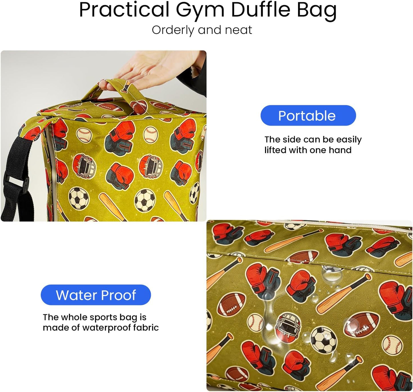 Small Gym Bag for Women & Men,Small Lightweight Duffel Bag Carry On Bags Mini Duffel Travel Bag Waterproof Sports Bags for Workout/Sport/Travel, Yellow