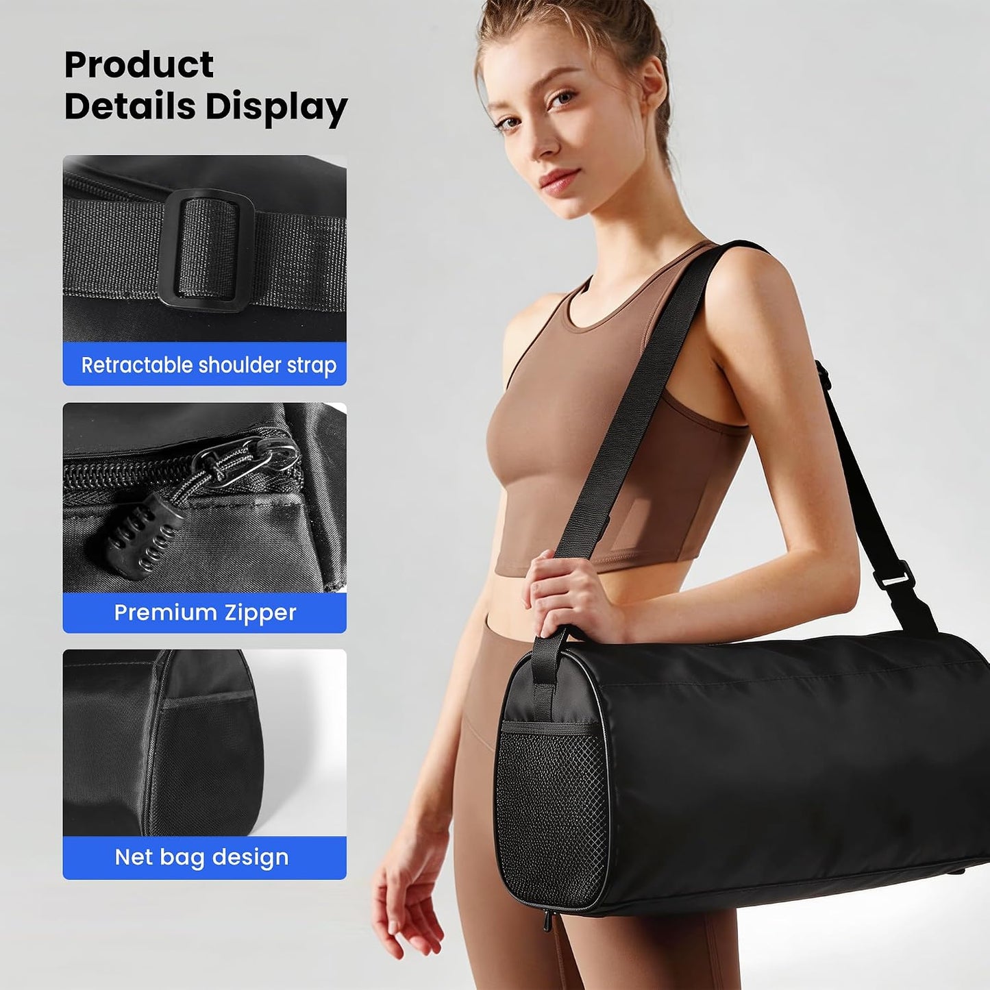 Small Gym Bag for Women & Men,Small Lightweight Duffel Bag Carry On Bags Mini Duffel Travel Bag Waterproof Sports Bags for Workout/Sport/Travel, Yellow