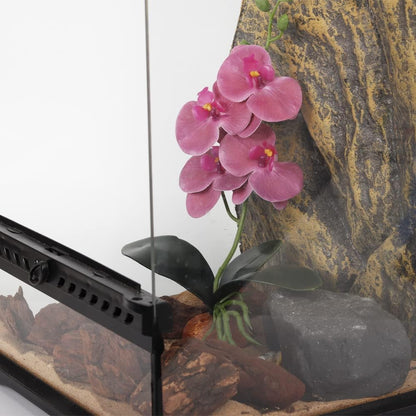 Fake Orchids Artificial Flowers, Reptile Terrarium Decor Plants, Bearded Dragon Tank Accessories fit Crested Gecko Leopard Lizard Chameleon Ball Python Snake Frog (Radiant)