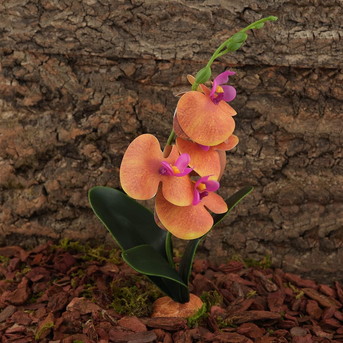 Fake Orchids Artificial Flowers, Reptile Terrarium Decor Plants, Bearded Dragon Tank Accessories fit Crested Gecko Leopard Lizard Chameleon Ball Python Snake Frog (Radiant)