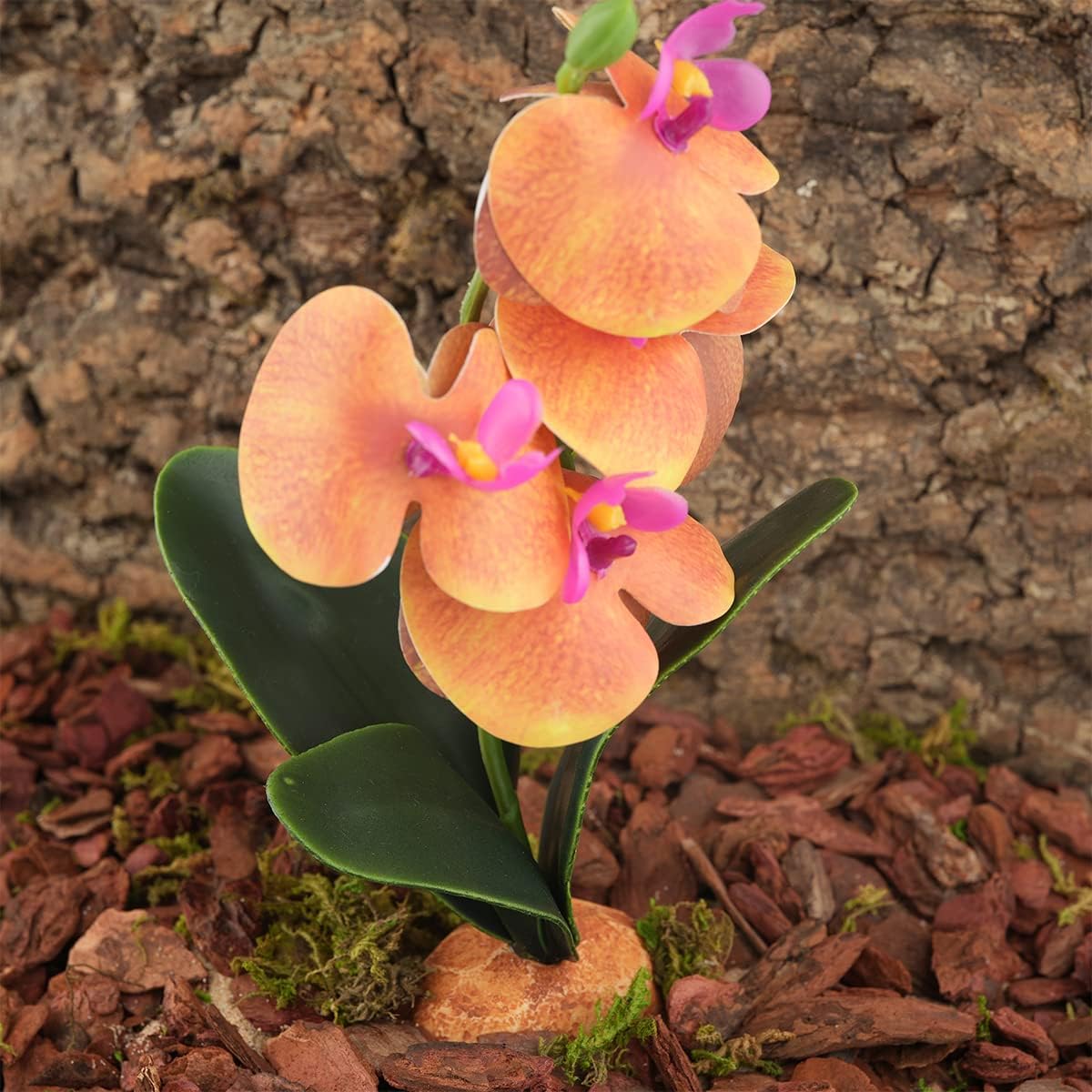 Fake Orchids Artificial Flowers, Reptile Terrarium Decor Plants, Bearded Dragon Tank Accessories fit Crested Gecko Leopard Lizard Chameleon Ball Python Snake Frog (Radiant)