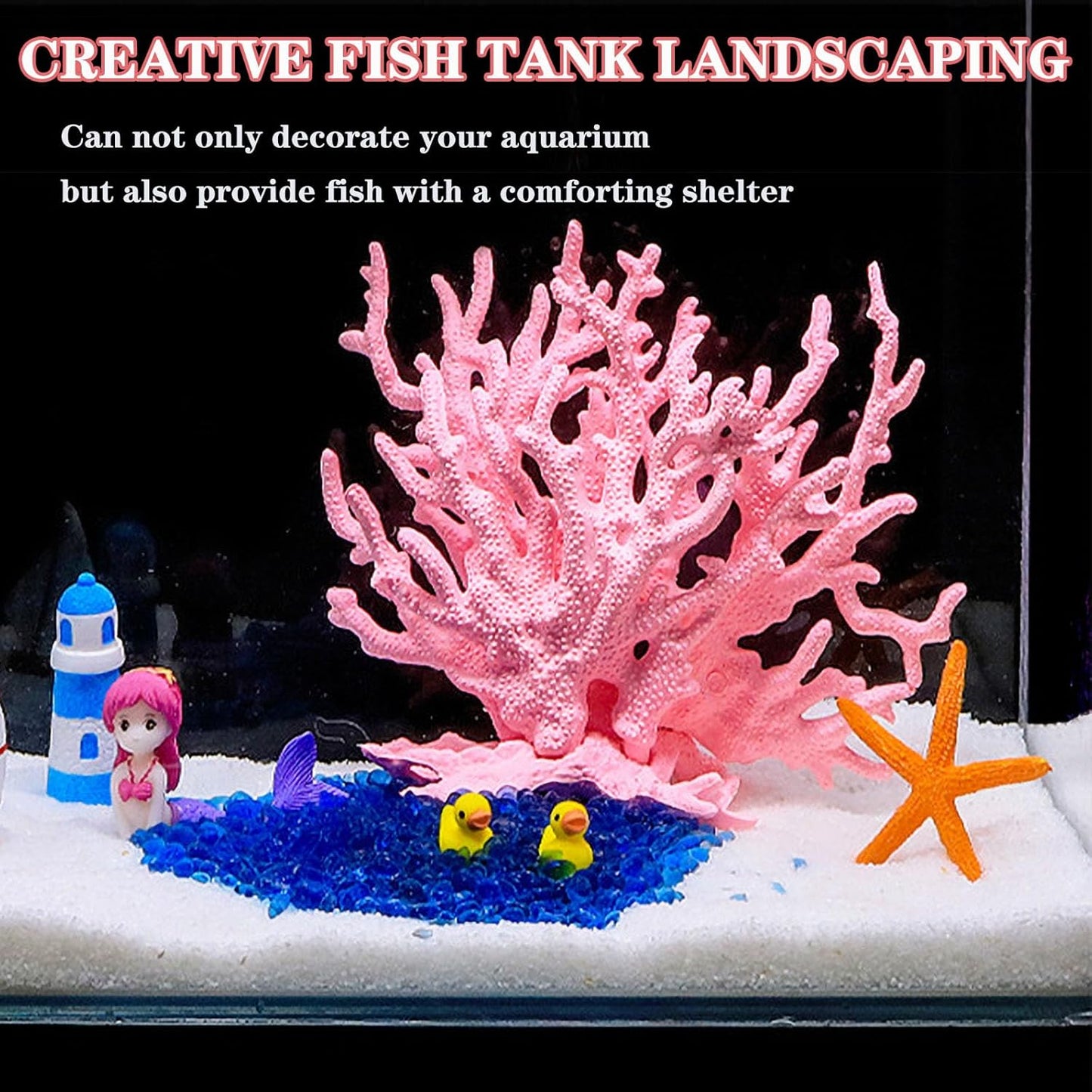 Artificial Aquarium Coral Ornament Plastic Fish Tank Plants Decoration for Aquarium Landscape (Pink)