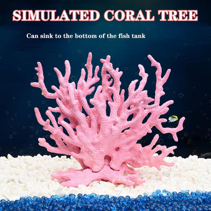 Artificial Aquarium Coral Ornament Plastic Fish Tank Plants Decoration for Aquarium Landscape (Pink)
