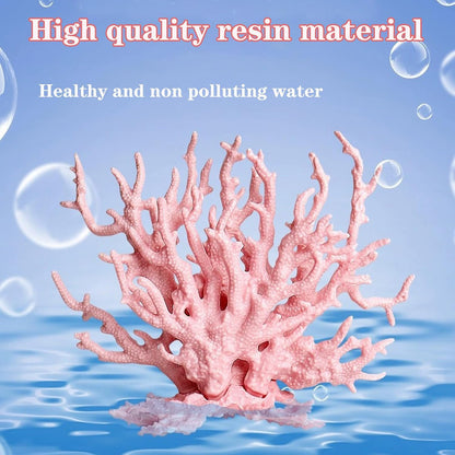 Artificial Aquarium Coral Ornament Plastic Fish Tank Plants Decoration for Aquarium Landscape (Pink)