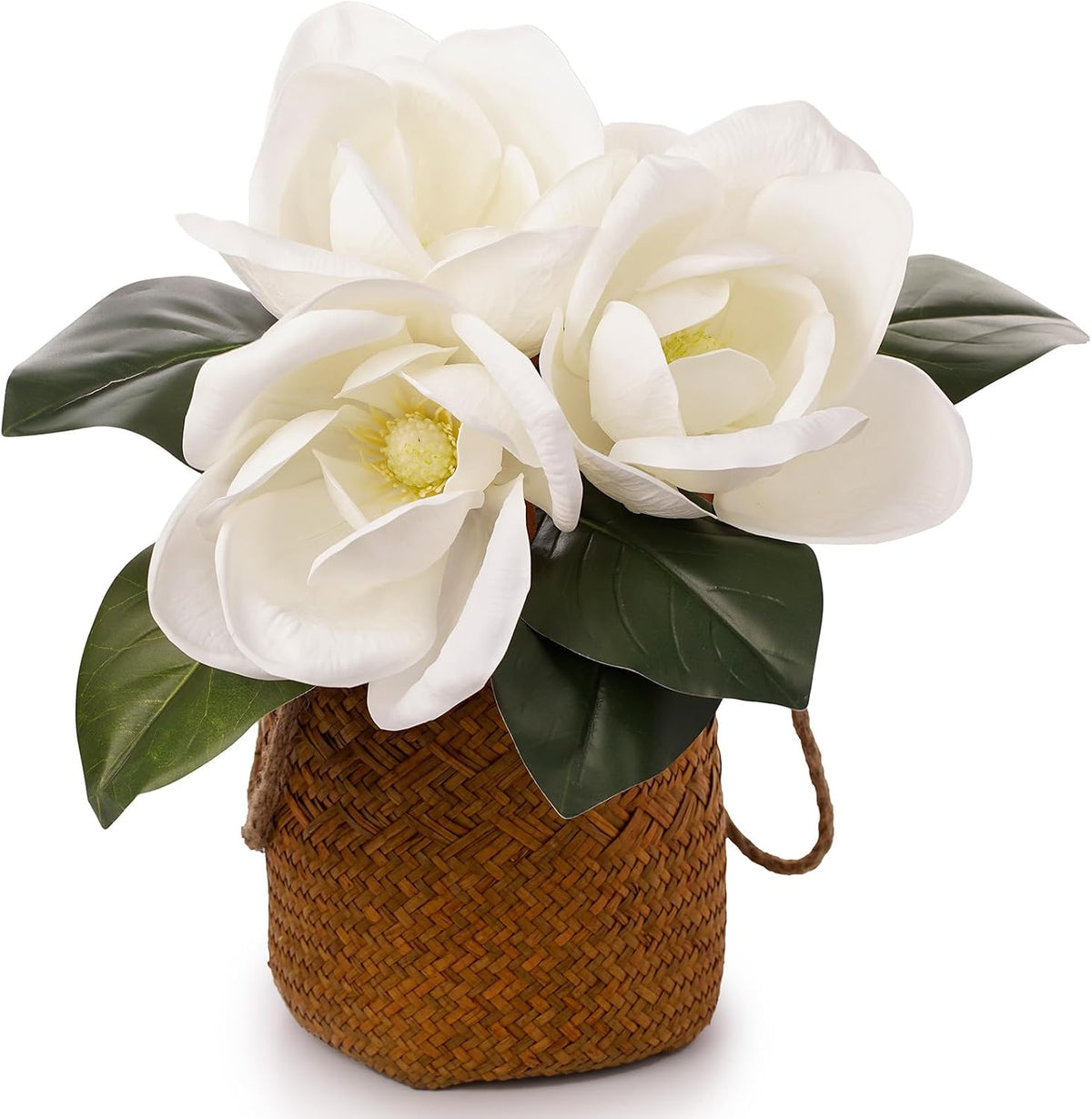 6 Stems Real Touch Creamy White Magnolia Flowers for Vases, Artificial Realistic Magnolia Large Flowers for Home Décor