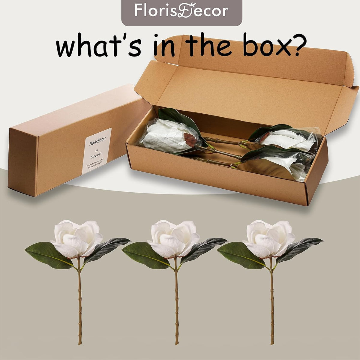 6 Stems Real Touch Creamy White Magnolia Flowers for Vases, Artificial Realistic Magnolia Large Flowers for Home Décor