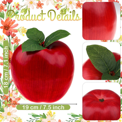 7.5inch Artificial Fake Red Apple Decoration Simulation Large Apple Fruit Model Party Festivals Christmas Ornaments for Home Kitchen Table
