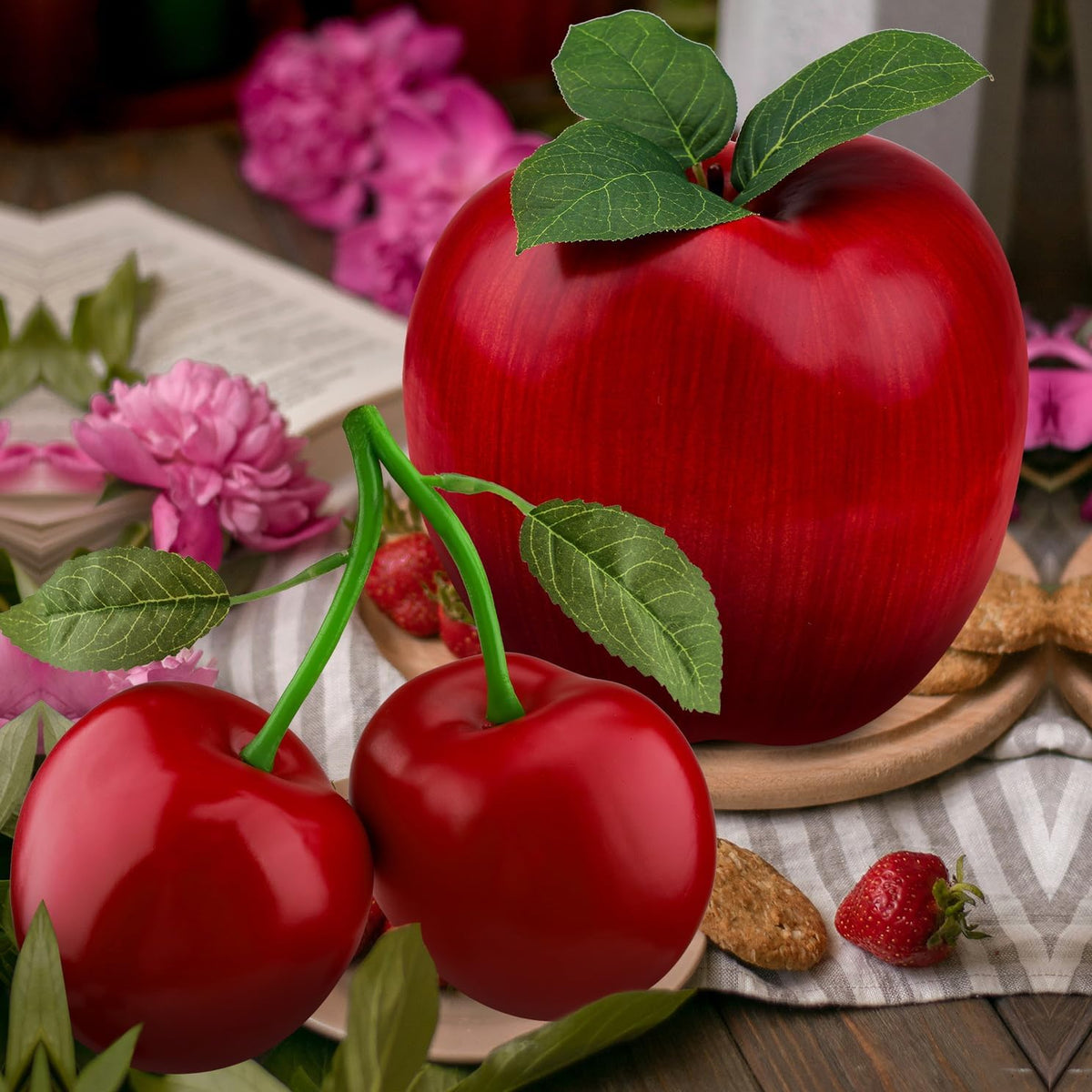7.5inch Artificial Fake Red Apple Decoration Simulation Large Apple Fruit Model Party Festivals Christmas Ornaments for Home Kitchen Table
