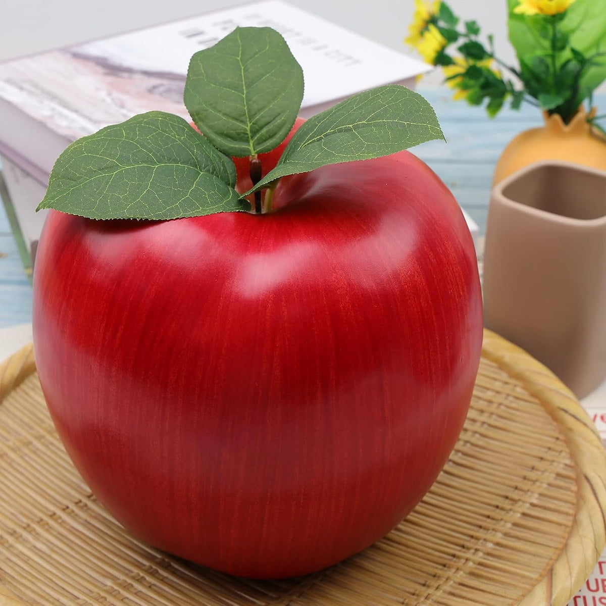 7.5inch Artificial Fake Red Apple Decoration Simulation Large Apple Fruit Model Party Festivals Christmas Ornaments for Home Kitchen Table
