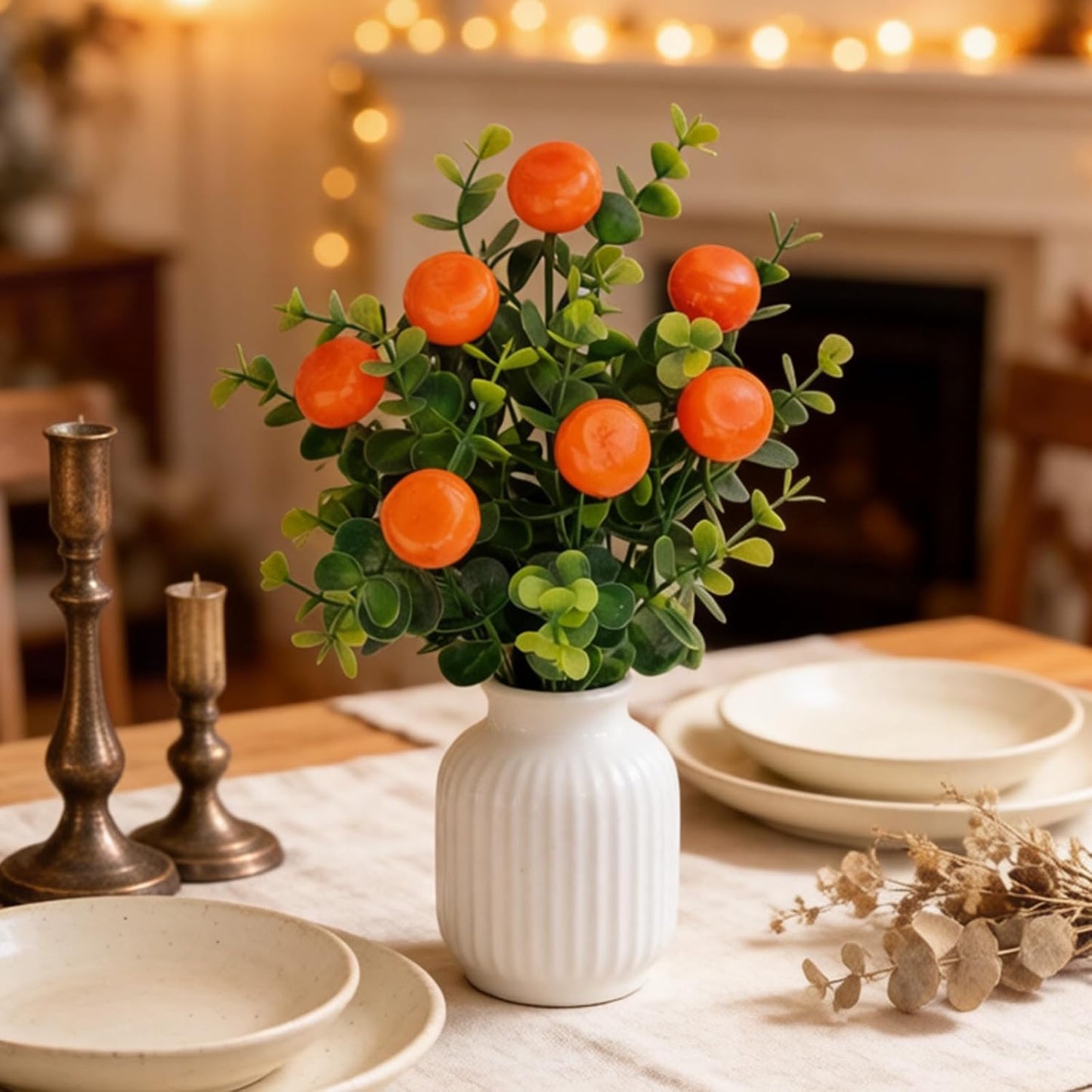 6 Pcs Artificial Lemon Branches Small Artificial Fruit Lemon Tree Greenery Decoration Faux Lemons Picks for Farmhouse Kitchen Home Table Decor Stem Fruits for Home Spring Summer Decor