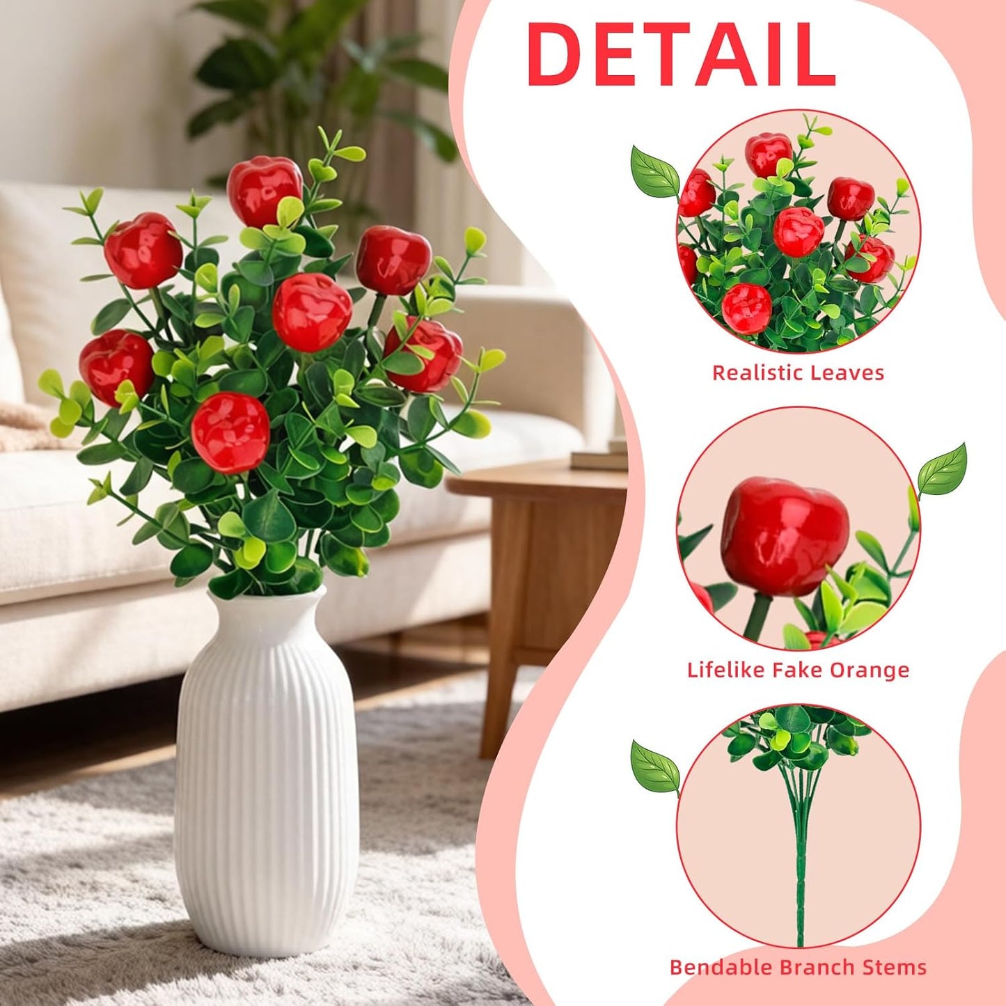 6 Pcs Artificial Lemon Branches Small Artificial Fruit Lemon Tree Greenery Decoration Faux Lemons Picks for Farmhouse Kitchen Home Table Decor Stem Fruits for Home Spring Summer Decor