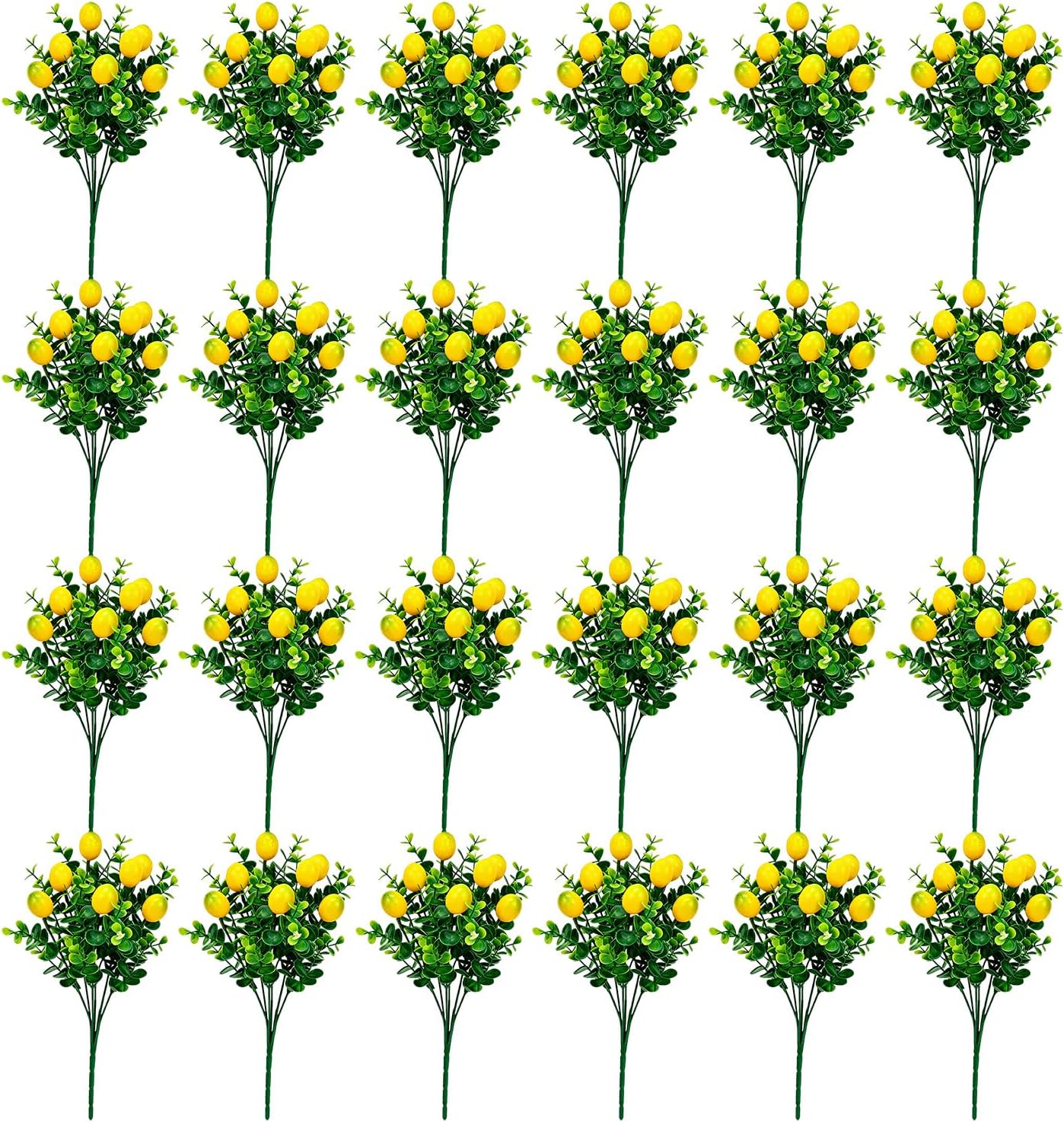 6 Pcs Artificial Lemon Branches Small Artificial Fruit Lemon Tree Greenery Decoration Faux Lemons Picks for Farmhouse Kitchen Home Table Decor Stem Fruits for Home Spring Summer Decor