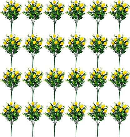6 Pcs Artificial Lemon Branches Small Artificial Fruit Lemon Tree Greenery Decoration Faux Lemons Picks for Farmhouse Kitchen Home Table Decor Stem Fruits for Home Spring Summer Decor
