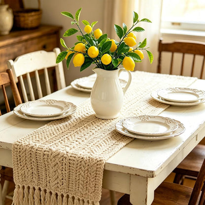 6 Pcs Artificial Lemon Branches Small Artificial Fruit Lemon Tree Greenery Decoration Faux Lemons Picks for Farmhouse Kitchen Home Table Decor Stem Fruits for Home Spring Summer Decor