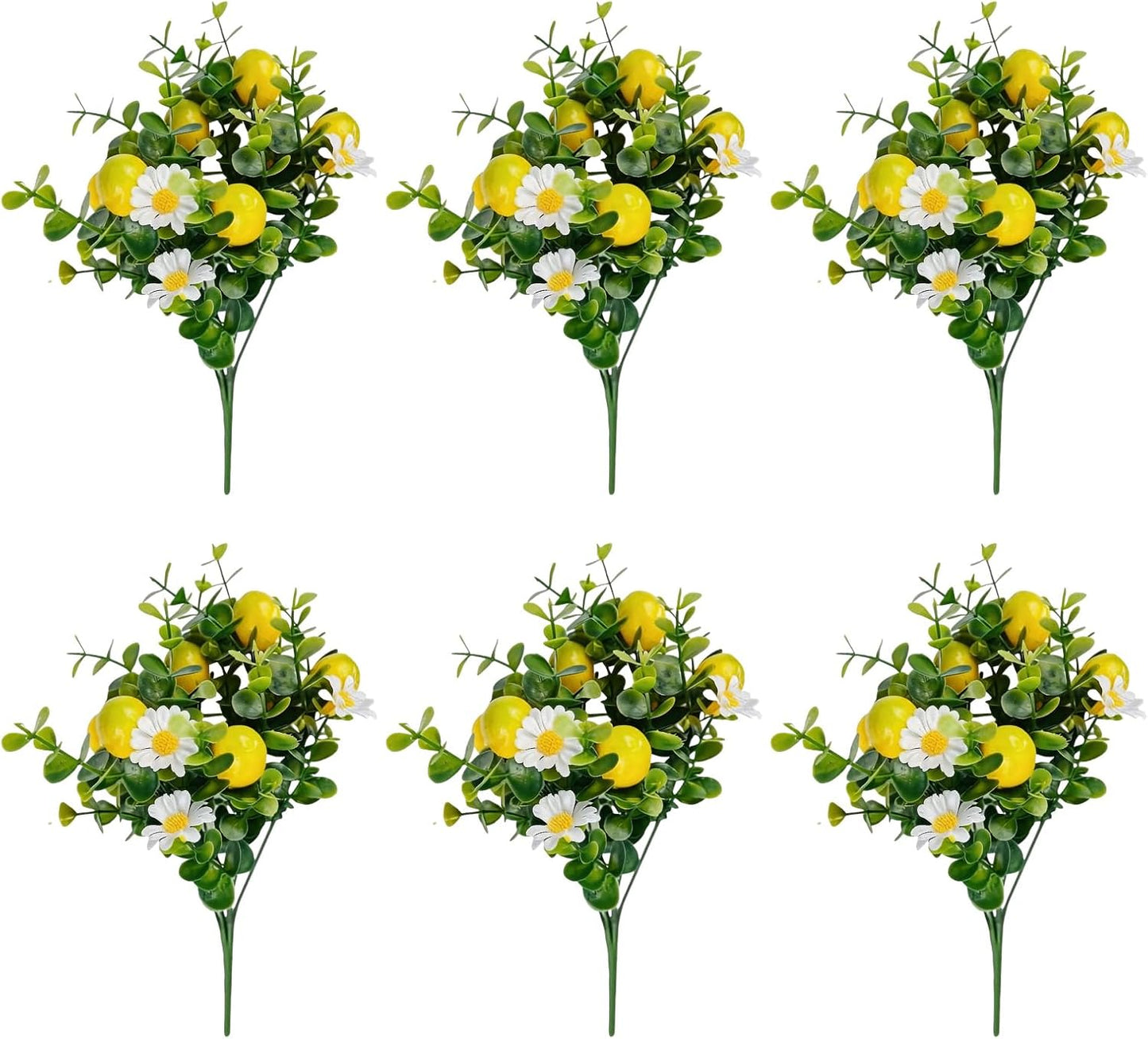 6 Pcs Artificial Lemon Branches Small Artificial Fruit Lemon Tree Greenery Decoration Faux Lemons Picks for Farmhouse Kitchen Home Table Decor Stem Fruits for Home Spring Summer Decor