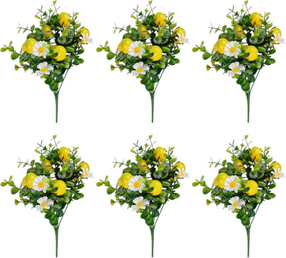 6 Pcs Artificial Lemon Branches Small Artificial Fruit Lemon Tree Greenery Decoration Faux Lemons Picks for Farmhouse Kitchen Home Table Decor Stem Fruits for Home Spring Summer Decor