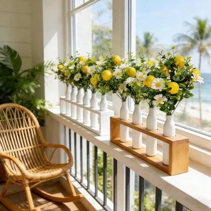 6 Pcs Artificial Lemon Branches Small Artificial Fruit Lemon Tree Greenery Decoration Faux Lemons Picks for Farmhouse Kitchen Home Table Decor Stem Fruits for Home Spring Summer Decor
