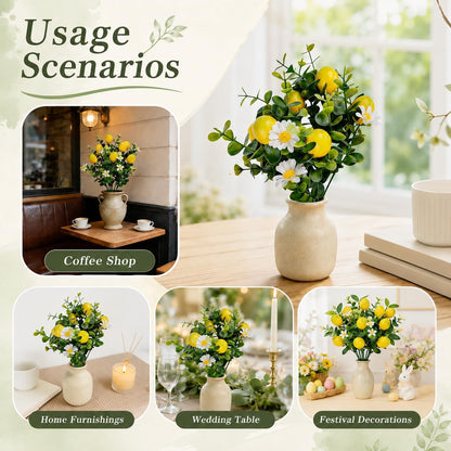 6 Pcs Artificial Lemon Branches Small Artificial Fruit Lemon Tree Greenery Decoration Faux Lemons Picks for Farmhouse Kitchen Home Table Decor Stem Fruits for Home Spring Summer Decor